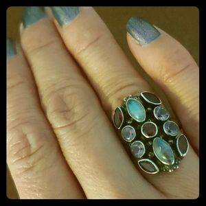 Nicky Butler Moonstone and multigem shield ring